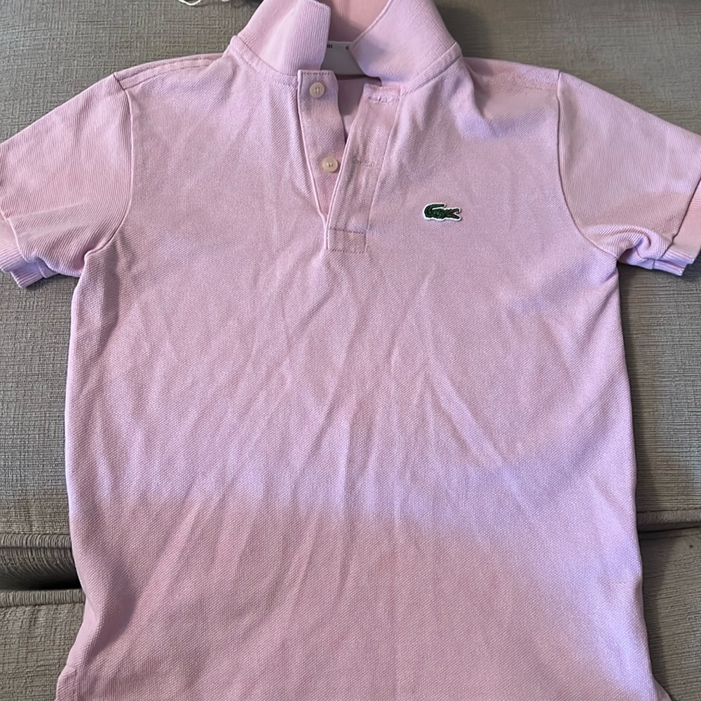 lacoste boys polo light pink size 6 gently worn